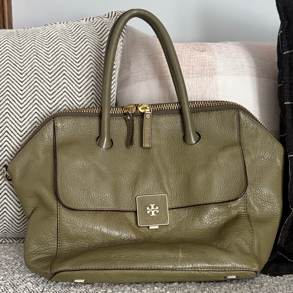 Tory Burch Olive Green Leather Bag